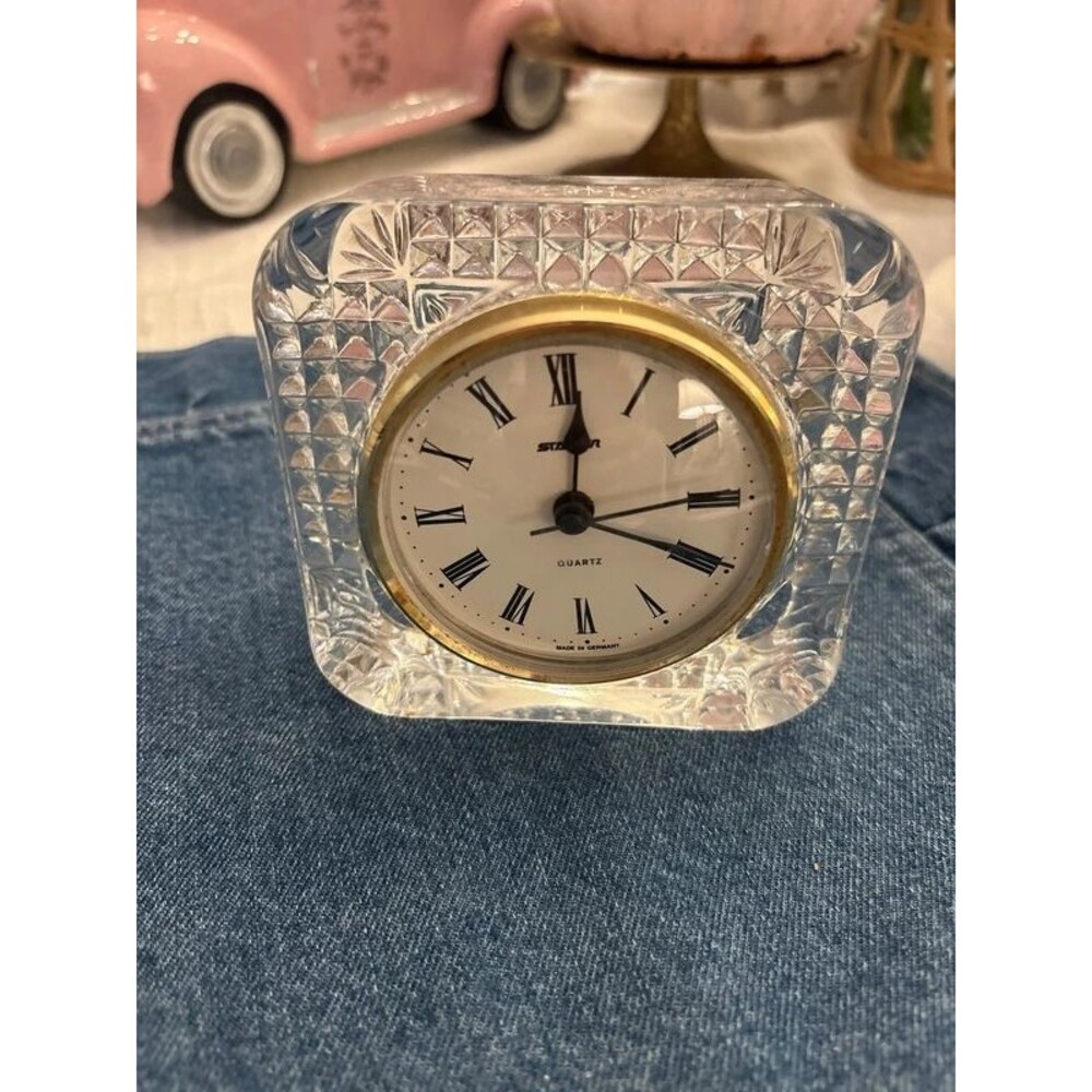Vintage Staiger Lead Crystal Table Desk Clock